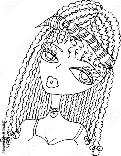 Black and white beauty hair mandala pattern design vector drawing