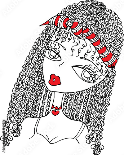 Black and white beauty hair mandala pattern design vector drawing