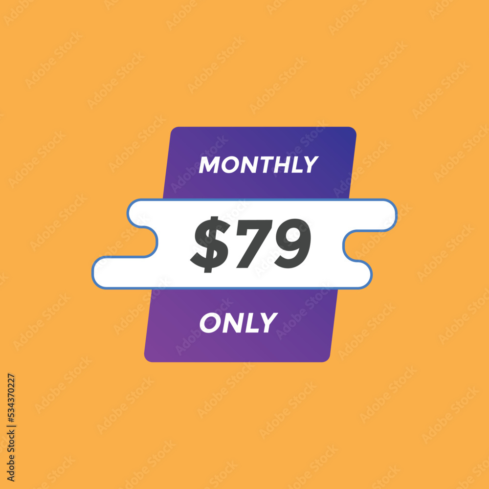 $79 USD Dollar Month sale promotion Banner. Special offer, 79 dollar month price tag, shop now button. Business or shopping promotion marketing concept
$79 USD Dollar Month sale promotion Banner. Special offer, 79 dollar month price tag, shop now button. Business or shopping promotion marketing concept