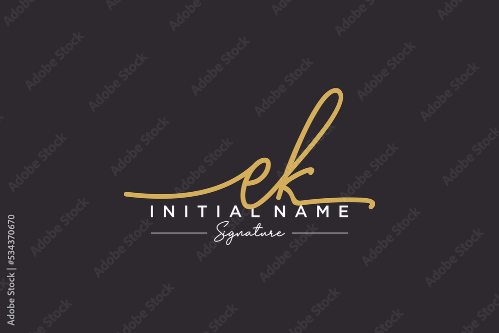 Initial EK signature logo template vector. Hand drawn Calligraphy lettering Vector illustration. Initial EK signature logo template vector. Hand drawn Calligraphy lettering Vector illustration.
