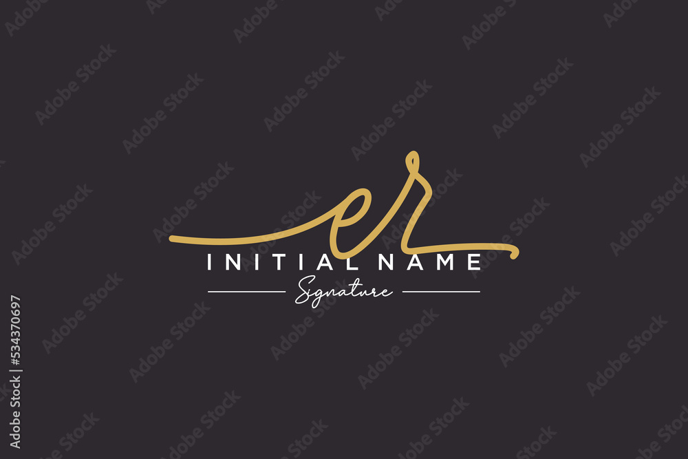 Initial ER signature logo template vector. Hand drawn Calligraphy lettering Vector illustration. Initial ER signature logo template vector. Hand drawn Calligraphy lettering Vector illustration.