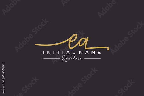 Initial EA signature logo template vector. Hand drawn Calligraphy lettering Vector illustration.