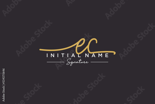 Initial EC signature logo template vector. Hand drawn Calligraphy lettering Vector illustration.