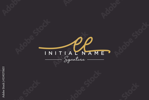Initial EE signature logo template vector. Hand drawn Calligraphy lettering Vector illustration.