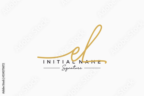 Initial EL signature logo template vector. Hand drawn Calligraphy lettering Vector illustration.