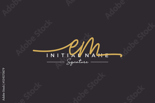Initial EM signature logo template vector. Hand drawn Calligraphy lettering Vector illustration.