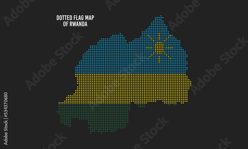 Rwanda Flag Map, Abstract Dotted Vector Illustration