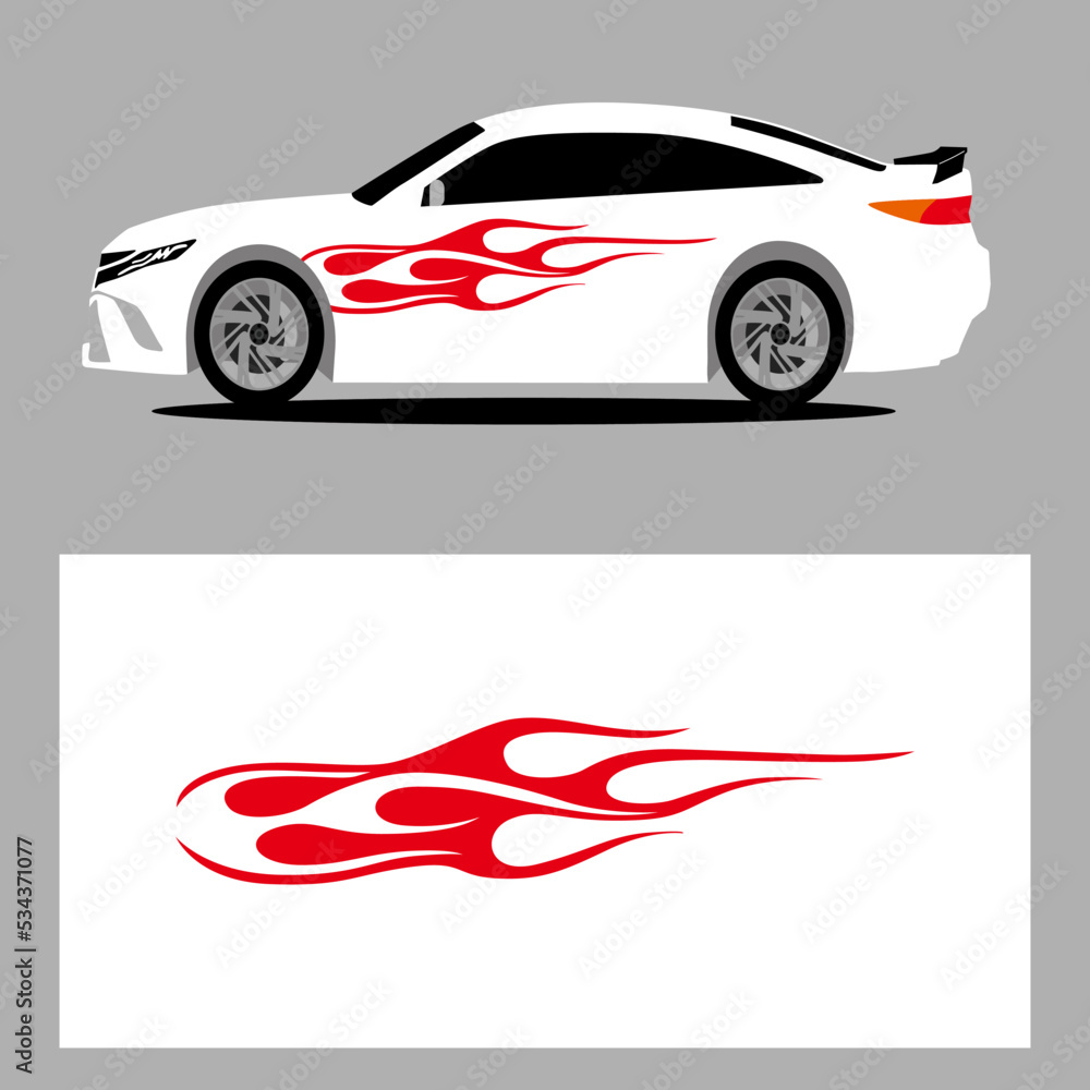 flame car decal. stripes car decal. sticker car decal