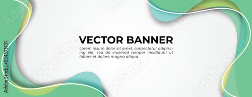 Green Banner with Abstract Wavy Shapes Design