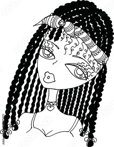 Black and white beauty hair mandala pattern design vector drawing