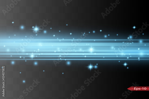 Abstract blue laser beam. Transparent isolated on black background. Vector illustration.the lighting effect.floodlight directional