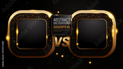 Versus battle background, black golden sparkle luxury color, business competitor template design, illustration for presentation layout, 3840 x 2160 monitor size for banner template design.
