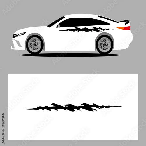 car stripes vector art decal with black color. stripes car decal. sticker car decal