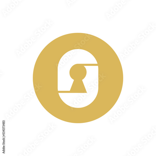 Creative key hole logo, simple keyhole logo icon design, door lock symbol vector