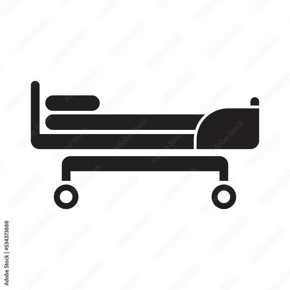 Hospital bed icon design. medical bed, Intensive care unit icon. Resuscitation, rehabilitation, hospital ward. Medicine concept. Vector illustration Hospital bed icon design. medical bed, Intensive care unit icon. Resuscitation, rehabilitation, hospital ward. Medicine concept. Vector illustration