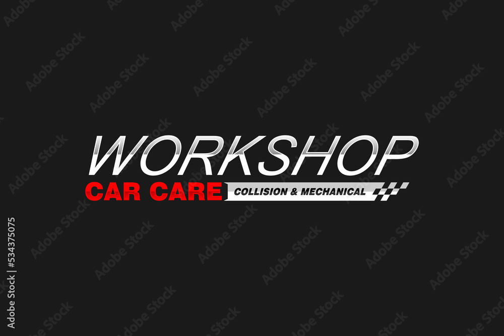 Automotive car logo design signage board workshop banner icon symbol checkered flag
