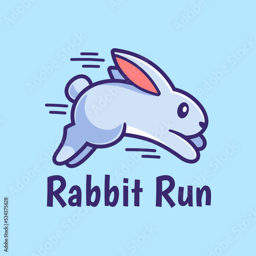 Running Rabbit Cartoon Logo Design