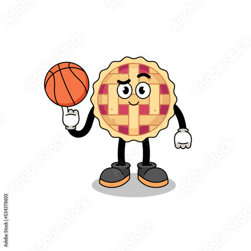 apple pie illustration as a basketball player