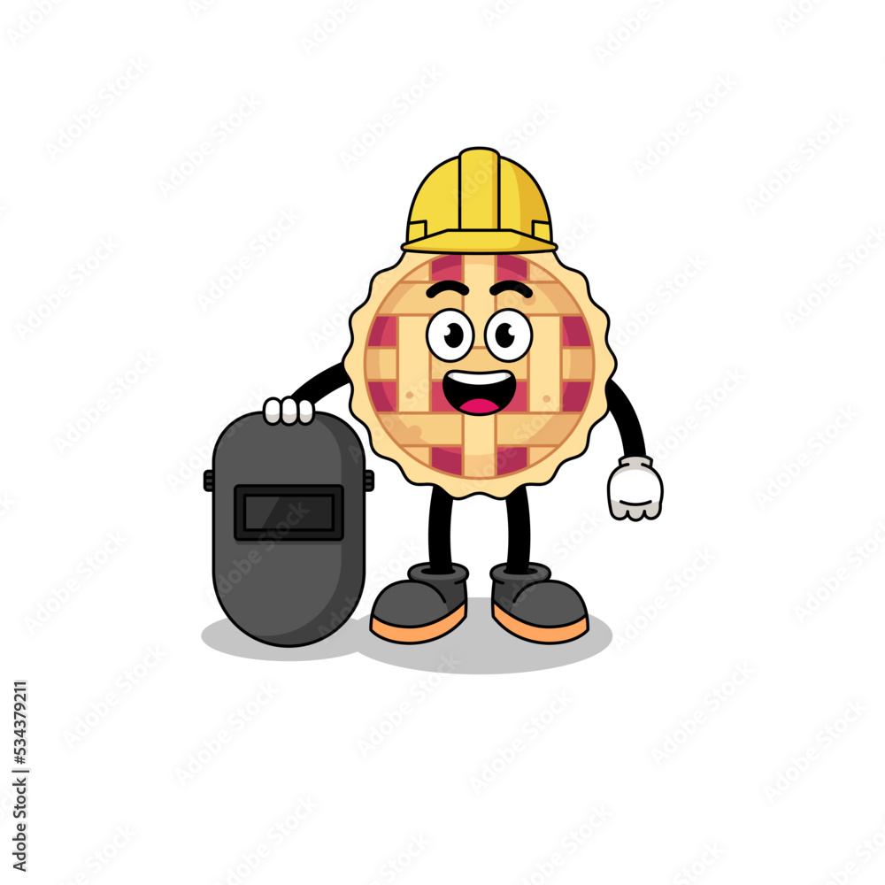 Mascot of apple pie as a welder Mascot of apple pie as a welder