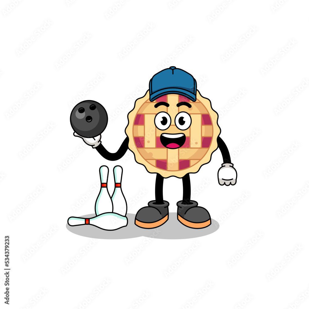 Mascot of apple pie as a bowling player Mascot of apple pie as a bowling player