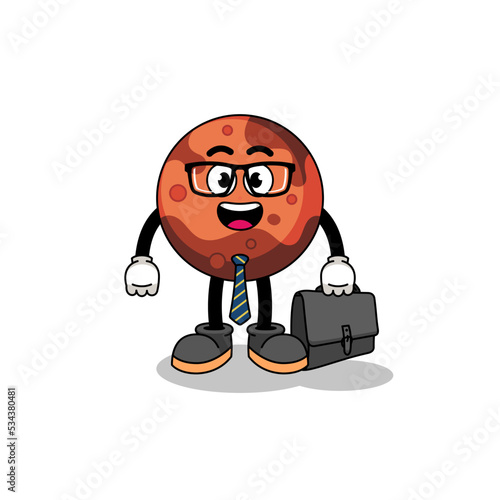 mars planet mascot as a businessman
