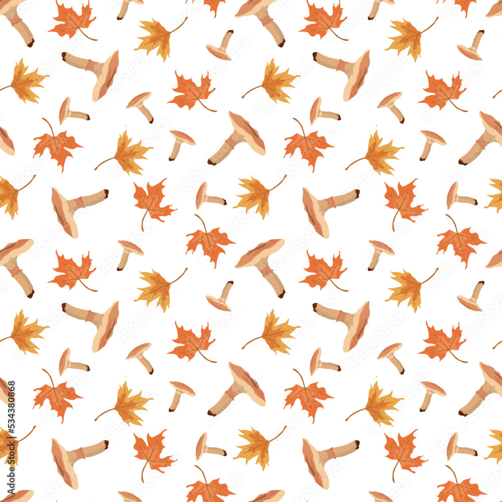 Autumn Mushrooms seamless pattern - Vector illustration Autumn Mushrooms seamless pattern - Vector illustration