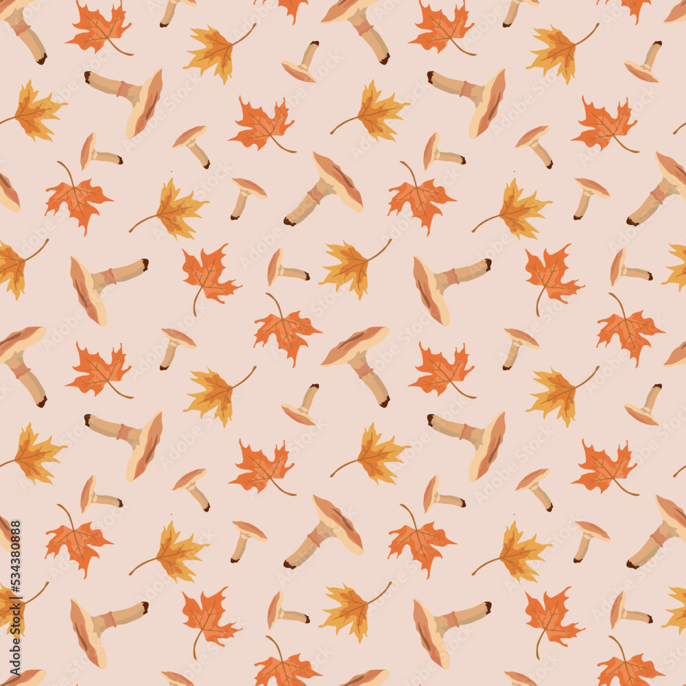Autumn Mushrooms seamless pattern - Vector illustration Autumn Mushrooms seamless pattern - Vector illustration