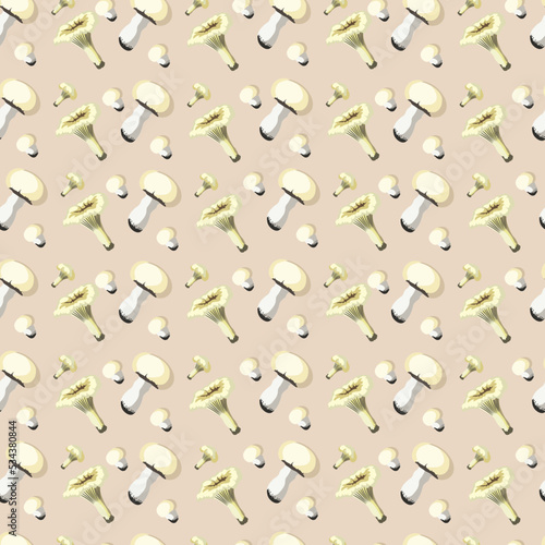  Autumn Mushrooms seamless pattern -  Vector illustration 