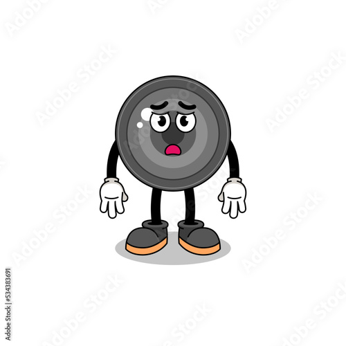 camera lens cartoon illustration with sad face