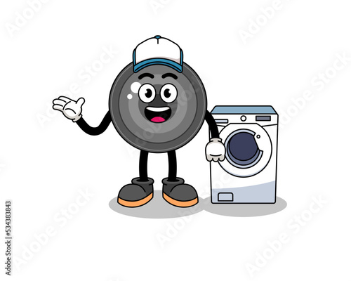 camera lens illustration as a laundry man