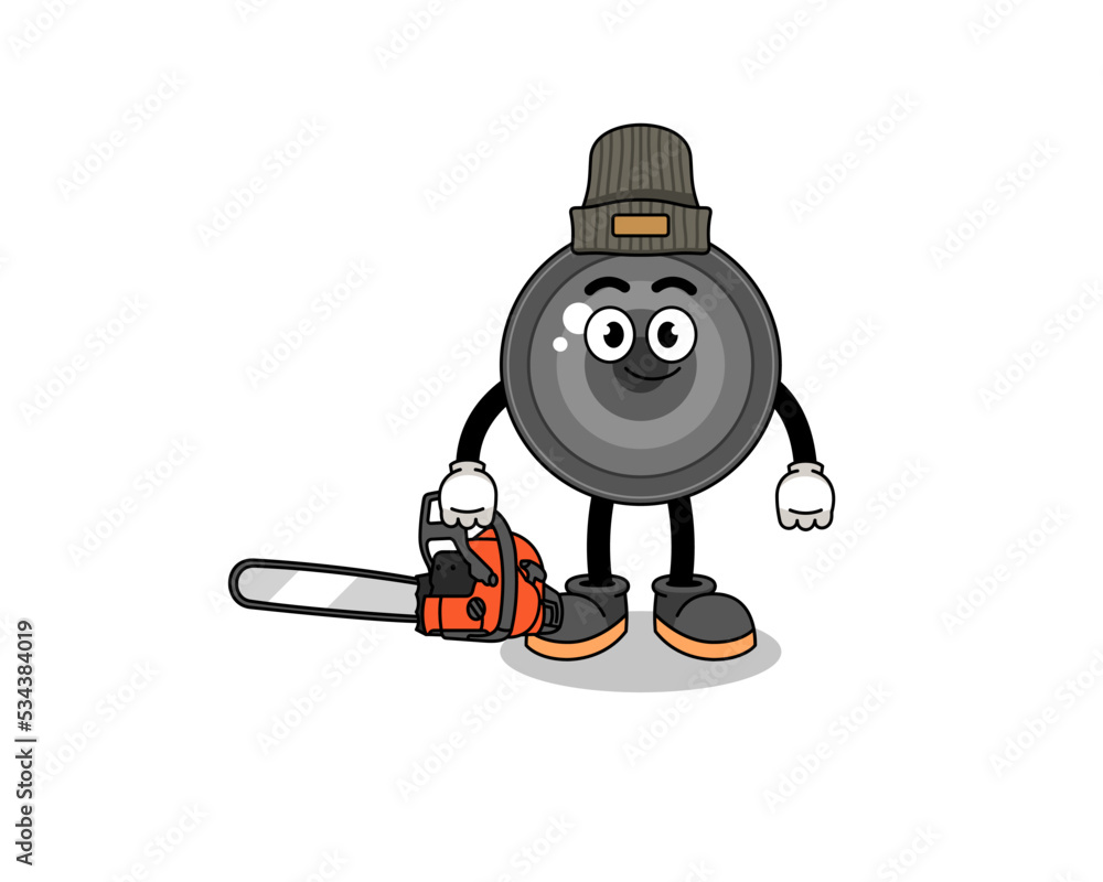 Fototapeta premium camera lens illustration cartoon as a lumberjack