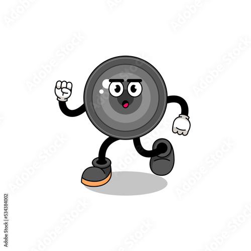 running camera lens mascot illustration