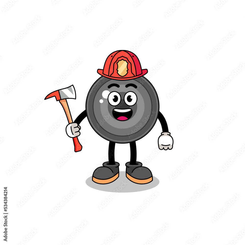 Cartoon mascot of camera lens firefighter Cartoon mascot of camera lens firefighter