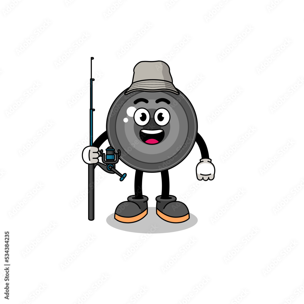 Mascot Illustration of camera lens fisherman Mascot Illustration of camera lens fisherman