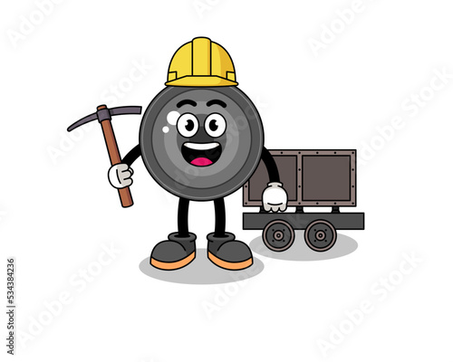 Mascot Illustration of camera lens miner