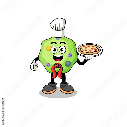 Illustration of amoeba as an italian chef