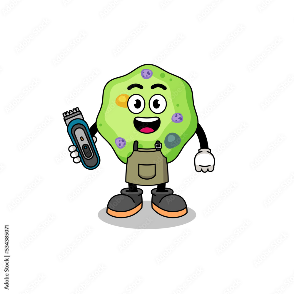 Obraz premium Cartoon Illustration of amoeba as a barber man