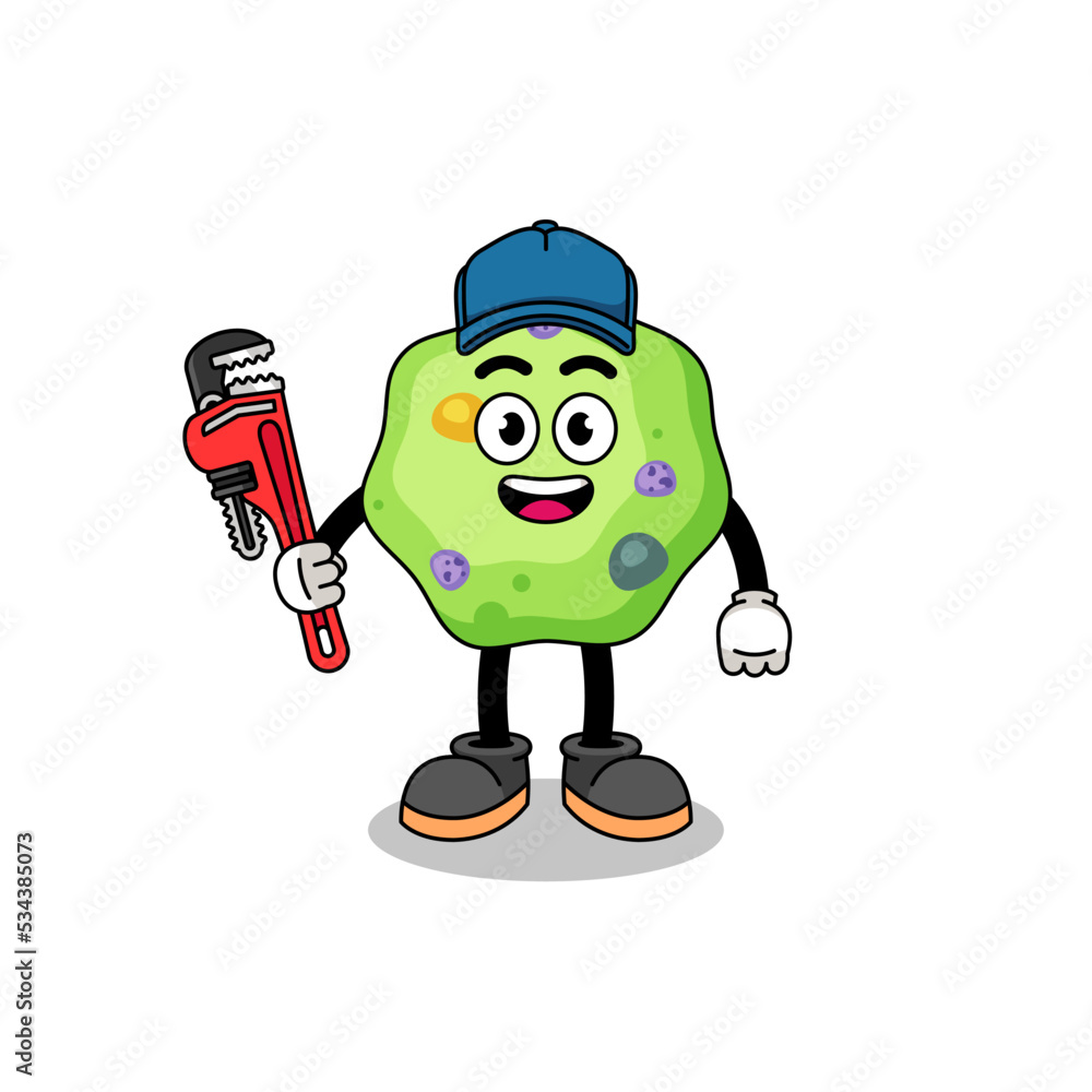 amoeba illustration cartoon as a plumber