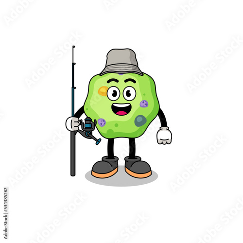 Fotografie Mascot Illustration of amoeba fisherman