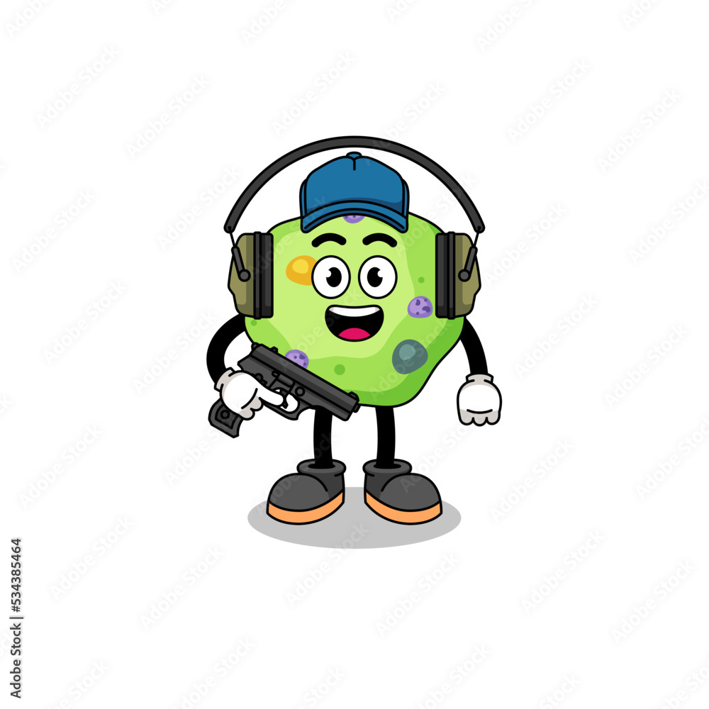 Character mascot of amoeba doing shooting range Character mascot of amoeba doing shooting range