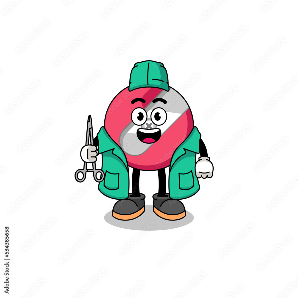 pencil sharpener mascot as a surgeon