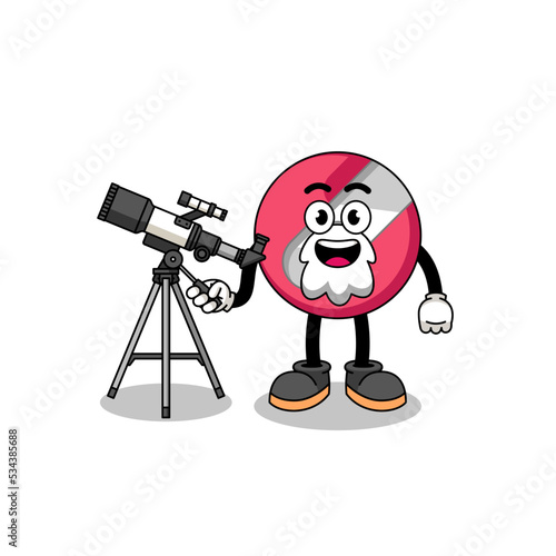 pencil sharpener mascot as an astronomer photo