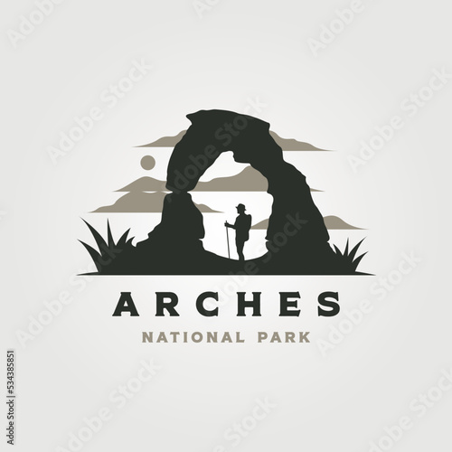 Fotografia, Obraz arches national park vintage logo vector symbol illustration design