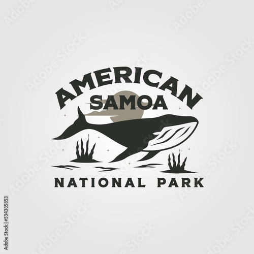 american samoa vintage logo vector with whales symbol illustration design