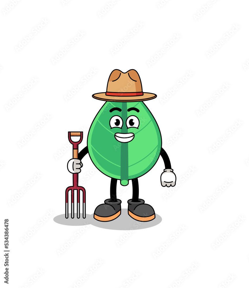 Cartoon mascot of leaf farmer Cartoon mascot of leaf farmer