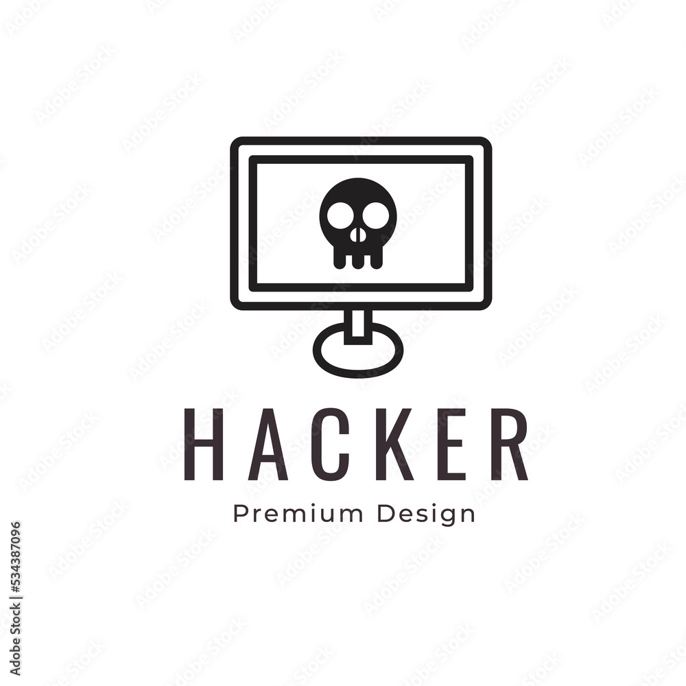 hacker line logo design vector graphic illustration hacker line logo design vector graphic illustration