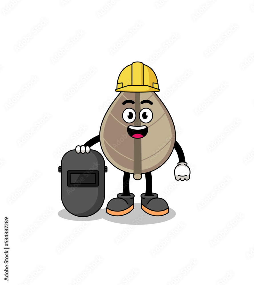 Mascot of dried leaf as a welder Mascot of dried leaf as a welder