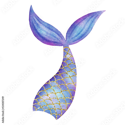 purple blue watercolor Mermaid tail