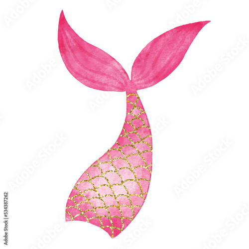 pink watercolor Mermaid tail