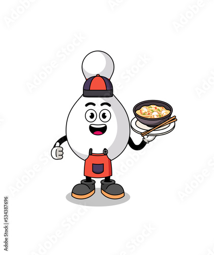 Illustration of bowling pin as an asian chef